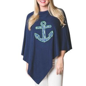 Top It Off Nautical Knit Cape Beach Preppy One Size NWT